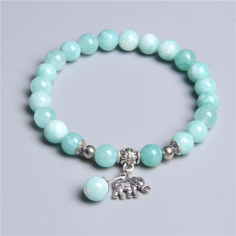 Lucky Blue Bead Elephant Charm Bracelet